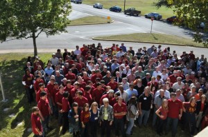 The crowd at the Pike House for the Centennial Celebration